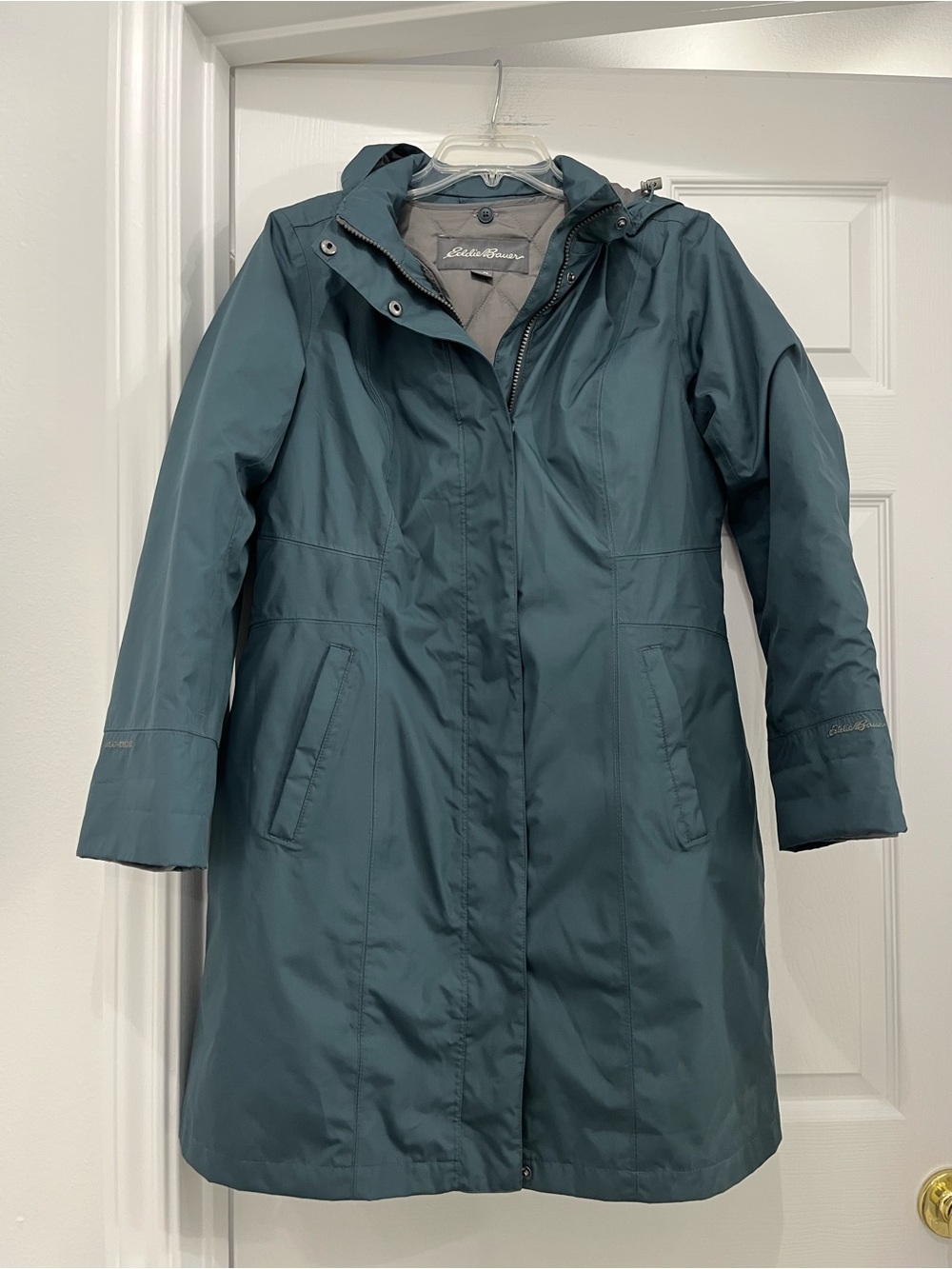Eddie Bauer Teal Girl On The Go Insulated Waterproof Hooded Trench Coat